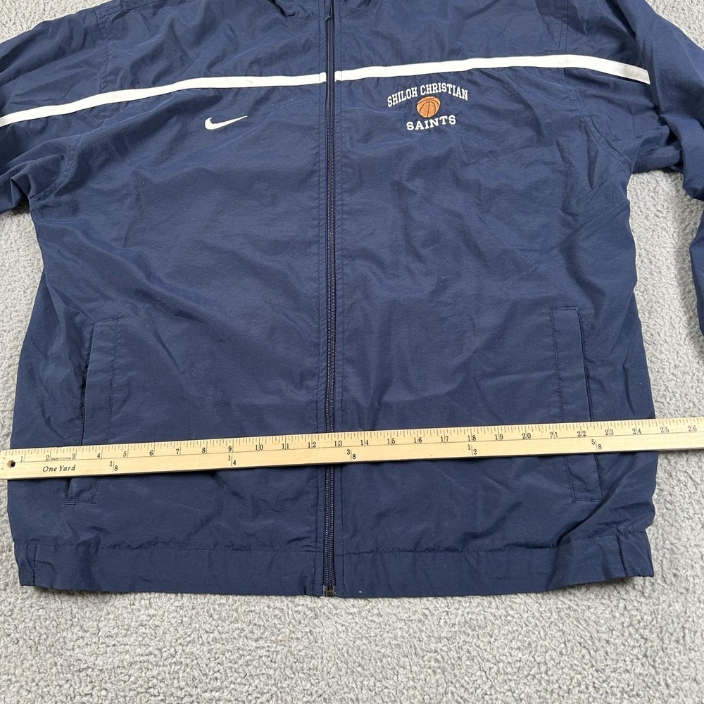 Vintage Shiloh Christian Saints Jacket Mens XL Blue Basketball Nike Windbreaker - Picture 12 of 16